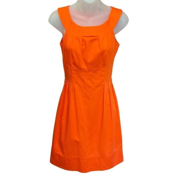 Calvin Klein Sleeveless Orange Fit and Flare Knee Length Midi Dress Women Size 2 - Picture 1 of 9